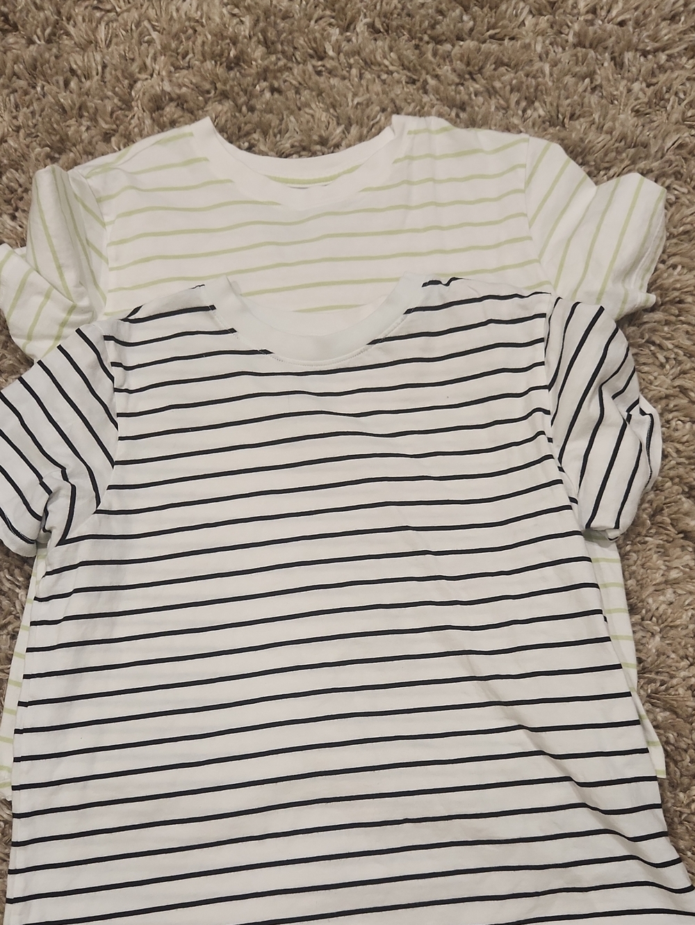 Girls' White & Black Striped Tee - Unbranded